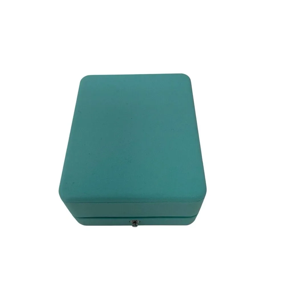 Tiffany & Co Necklace Storage Presentation Box in Blue Leather Lux High Jewelry